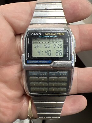 Vintage CASIO DBC-1500 Data Bank 150 Digital Calculator Wrist