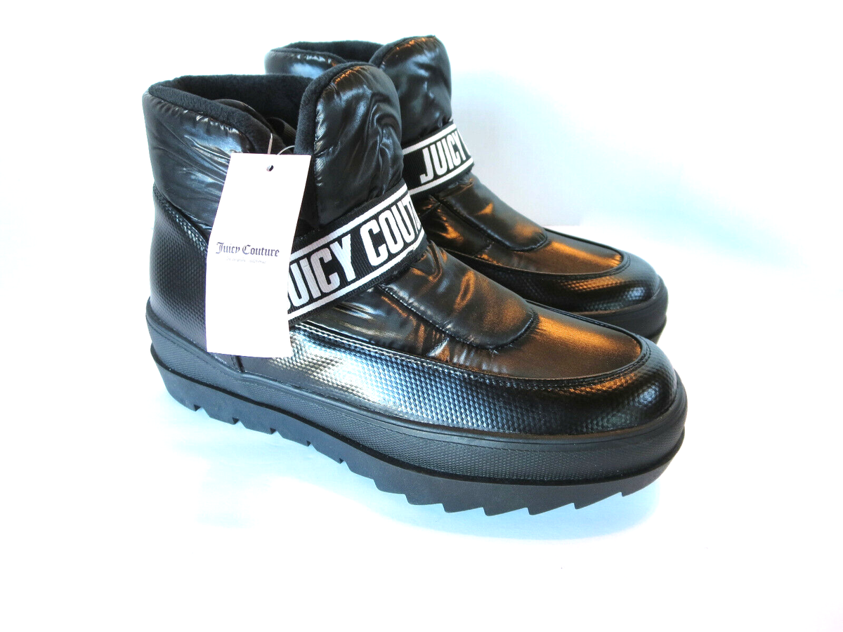 Juicy Couture Veronica Snow Boot (10) Black Platform Puffer Fleece