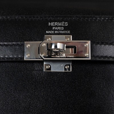 71356 auth HERMES black Box leather KELLY 25 SELLIER Bag Phw | eBay