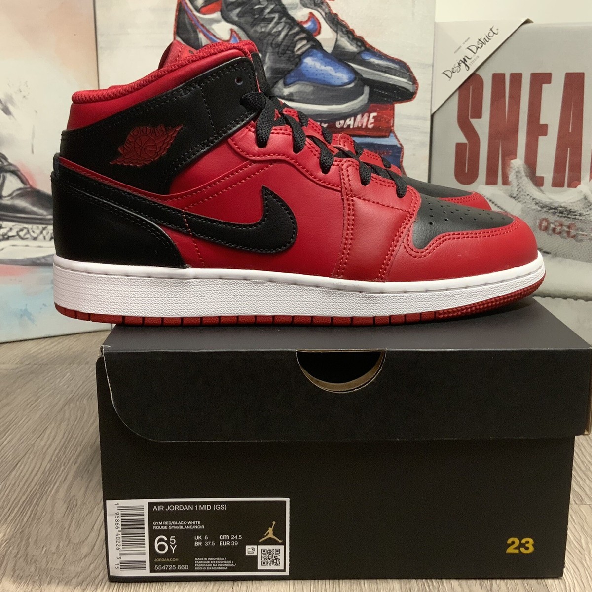 Nike Air Jordan 1 Mid GS 'Reverse Bred' Gym Red/Black 554725-660