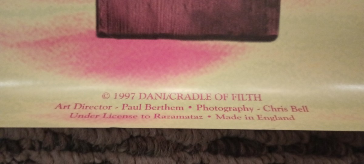 Cradle Of Filth Poster Desire Upside Down Cross 1997 UK OOP RARE