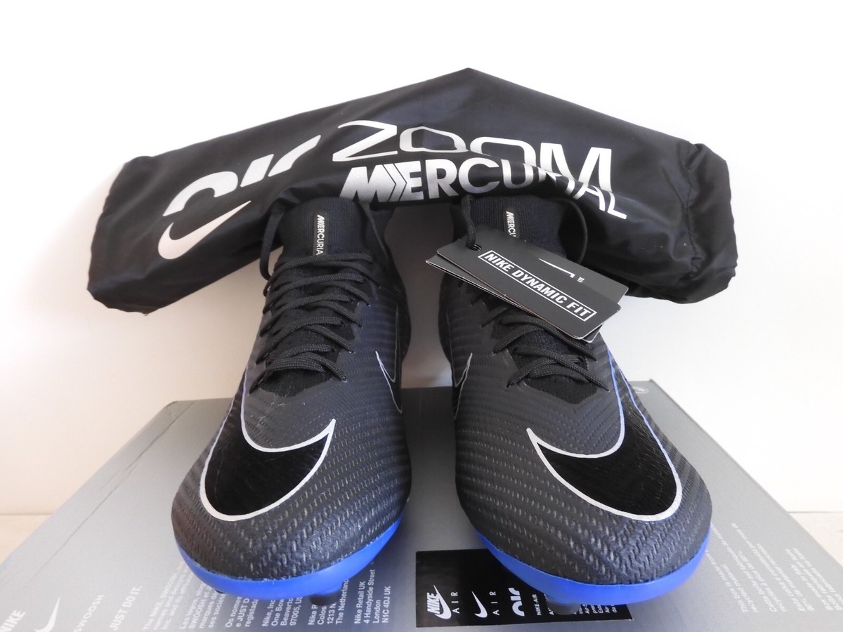 Nike Zoom Mercurial Superfly 9 Elite Ag Pro Black-Chrome-Blue Sz 9