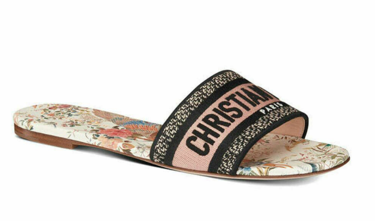 Christian Dior Dway Jardín D' Hiver Embroidered Logo Slide Mule