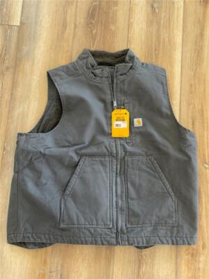 Carhartt Washed Duck Sandstone Gray Sherpa Insulated Vest 0V4277