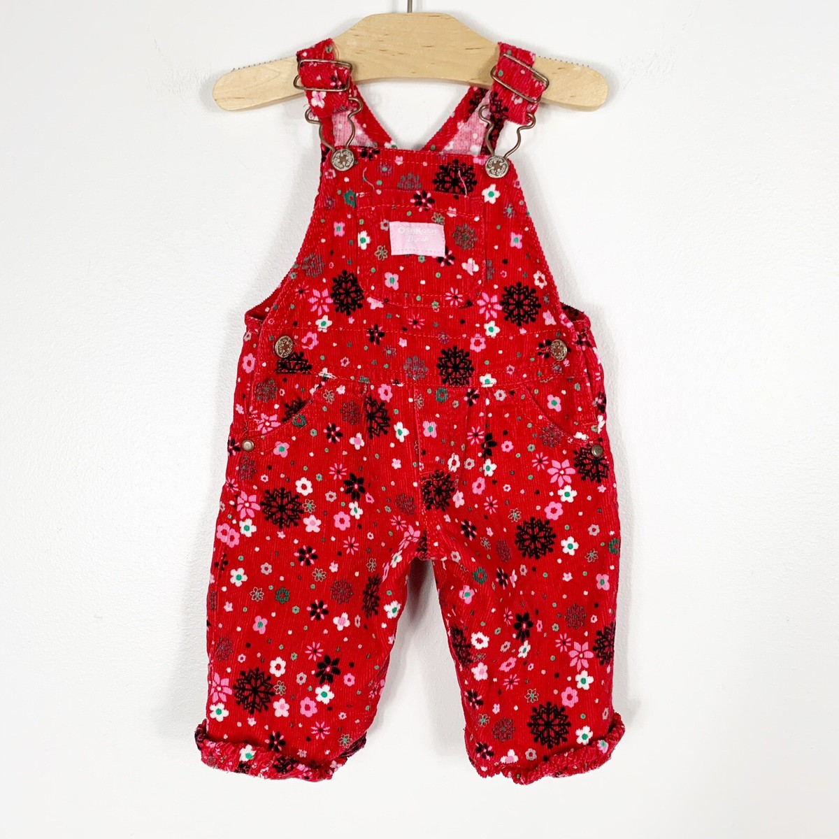 Vintage OshKosh B' Gosh 3 M Vestbak Floral Corduroy Bubble