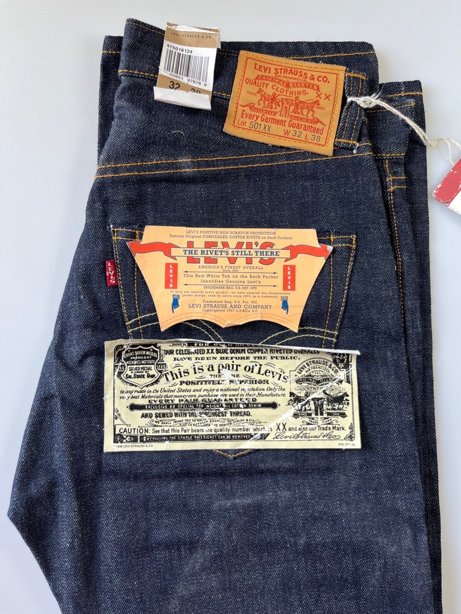 Vintage 90s Levi's LVC 1947 501xx Made in USA R button Selvedge