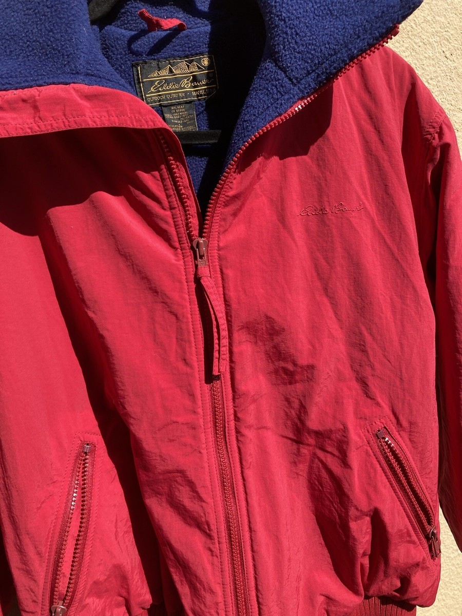 Women's Vintage Eddie Bauer Red Windfoil 90s Jacket M Lined USA