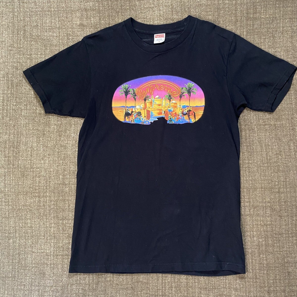Supreme T Shirt Mens Size Medium M Black Taj Mahal Camel Desert