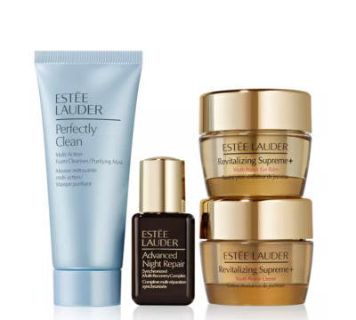 5 Pc Estée Lauder SUMMER 2024 Gift Set: Makeup Bag SERUM/CREAM/EYE