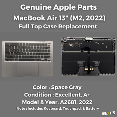 OEM Apple MacBook Air 13” M2 2022 A2681 Keyboard Housing + Battery