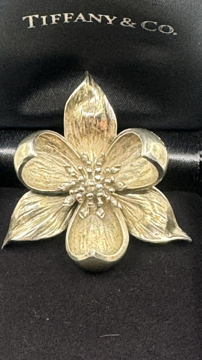 Rare Tiffany & Co Sterling Silver 925 Orchid Flower Brooch Pin #6