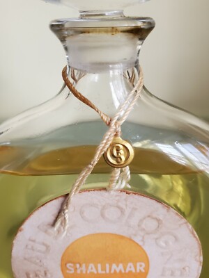 Vintage Guerlain Shalimar Eau De Cologne 6 oz Bottle with Glass