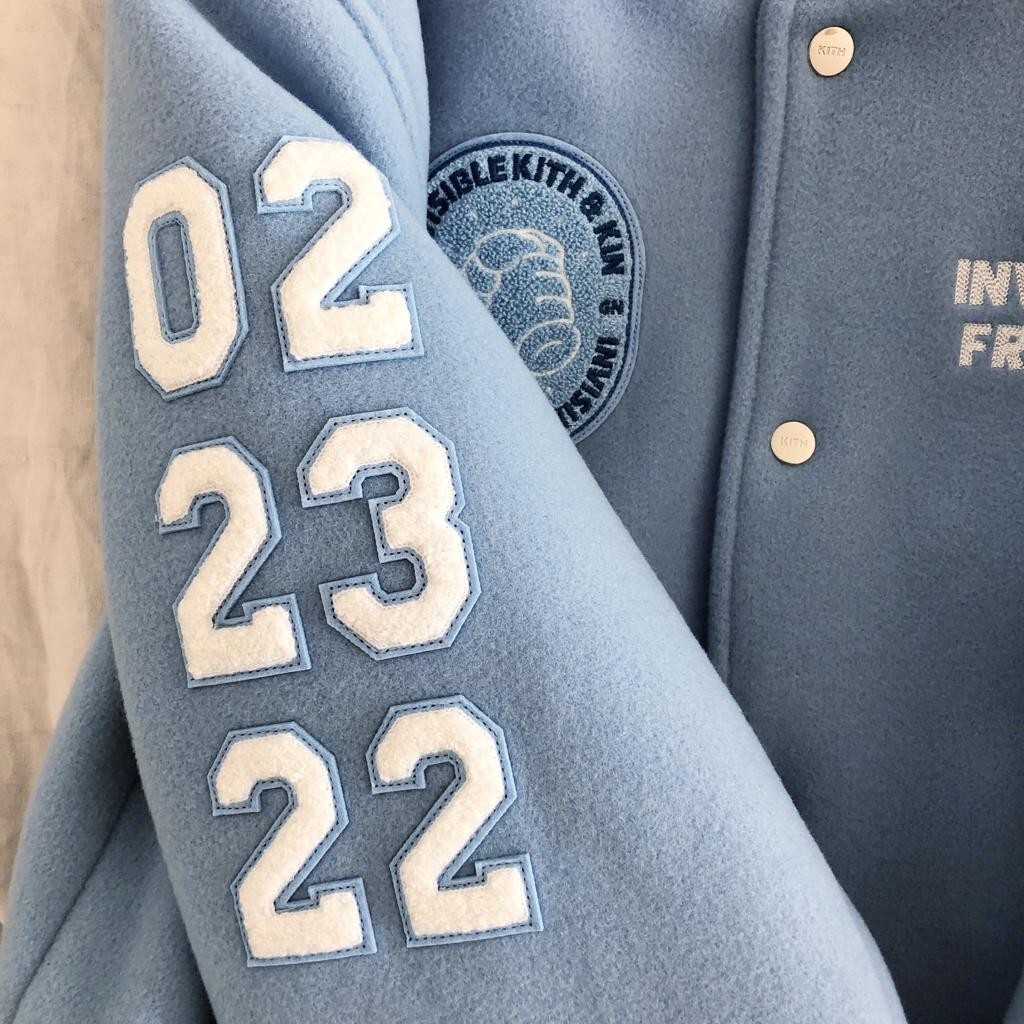 KITH x Invisible Friends Size M - Wool Varsity Jacket Blue NWT | eBay