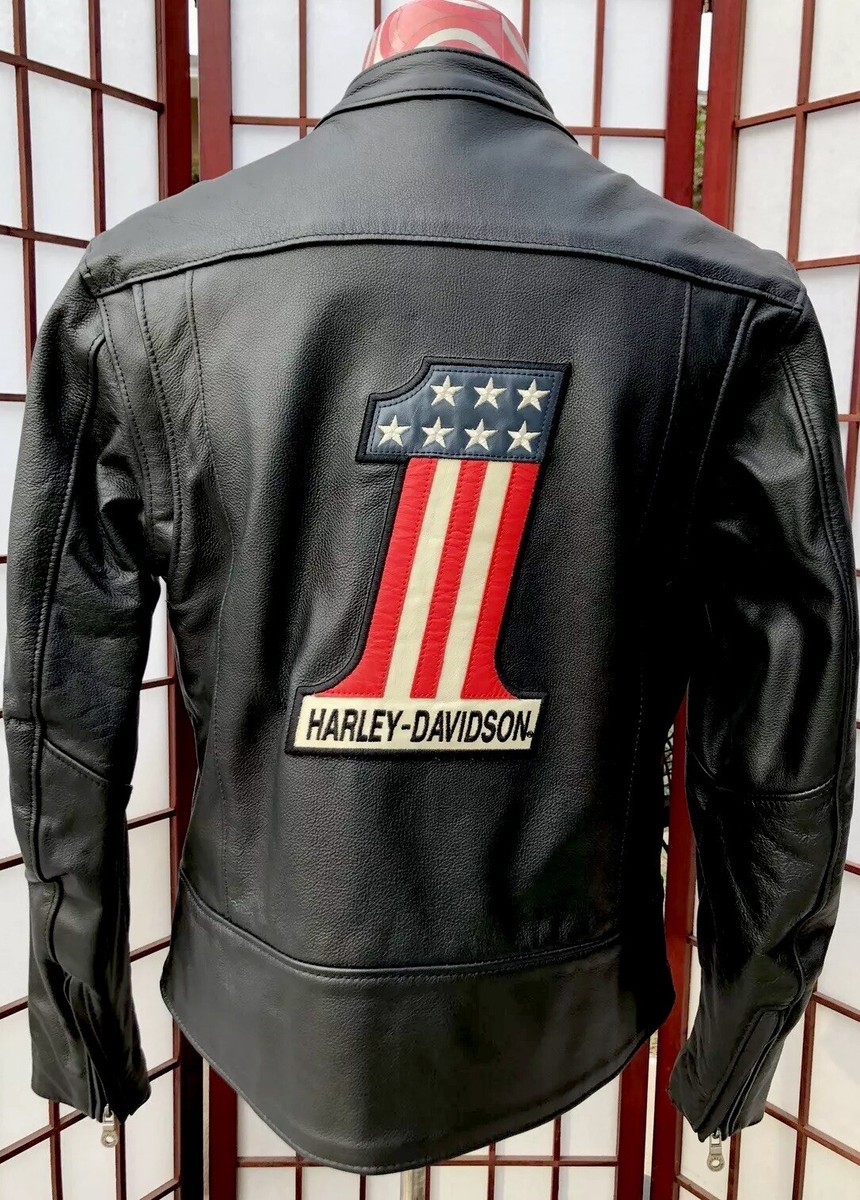 Harley Davidson Retro #1 Black Leather Jacket 97103-04VW Womens XS