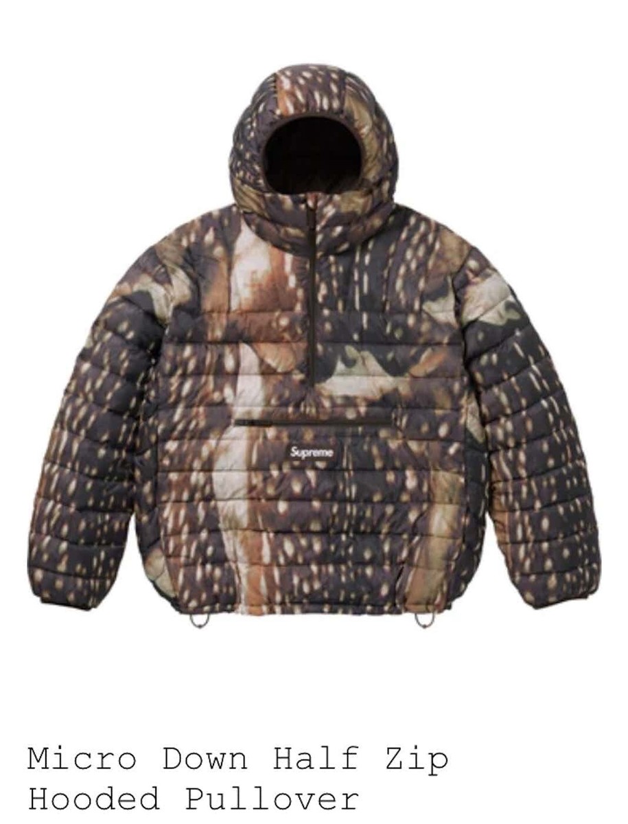 New Supreme Micro Down Half Zip Deer Hooded Pullover FW23 Quantum