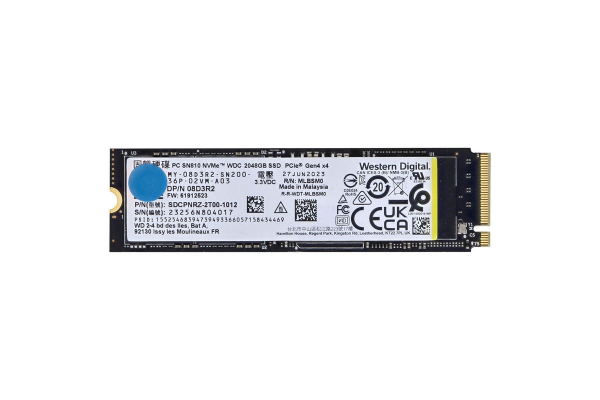 Dell 2TB PCIe NVMe M.2 2280 Gen4 New Pull SSD 8D3R2, SDCPNRZ-2T00