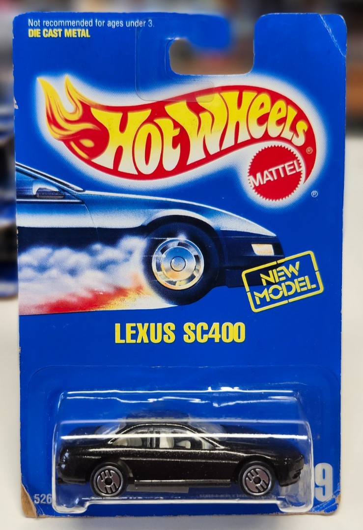 1992 Hot Wheels Blue Card #209 Lexus SC400 in Black with Ultra Hot