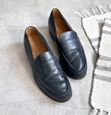 JM Weston 180 Penny Loafers Leather Shoes Blue Size 6E | eBay