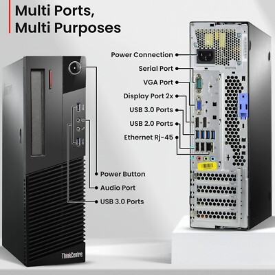 Lenovo M83 SFF Desktop PC Intel i5-4570 16GB 512GB SSD Built-in Wi