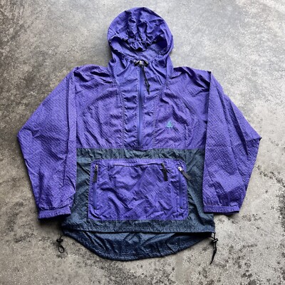 Rare 90s Nike ACG Grid Hooded Anorak Jacket Mens Size Large Purple