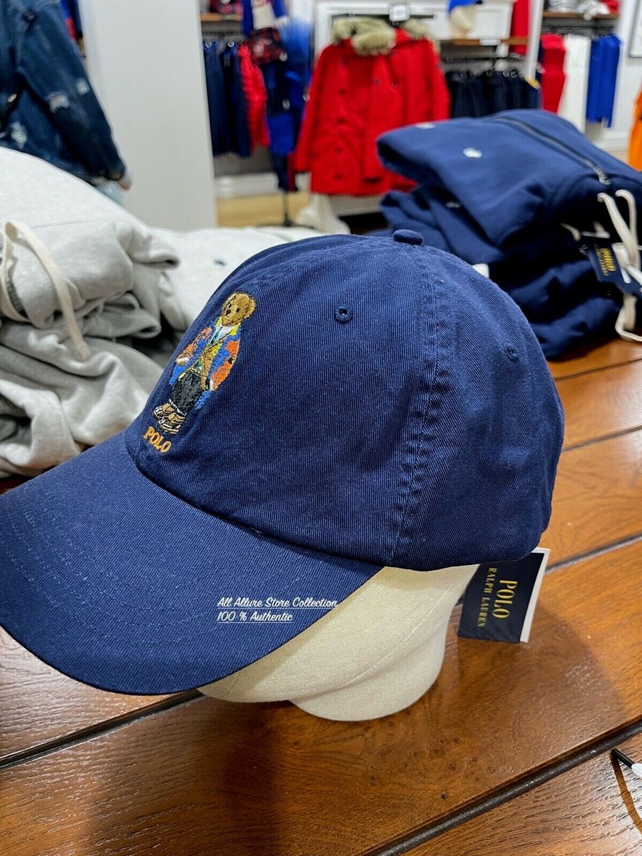 NWT Polo Ralph Lauren Men's Polo Bear Chino Baseball Cap Hat Navy
