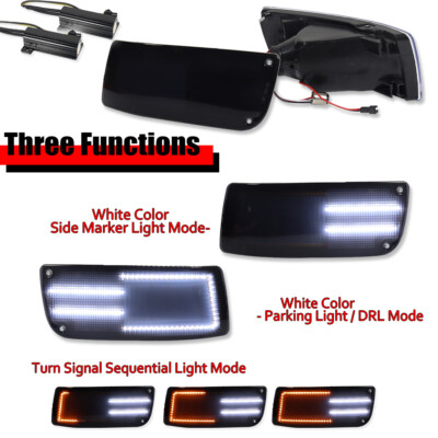 2X Smoked Switchback LED Front Bumper Signal Lights For 90-96