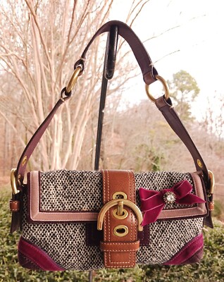 Coach Vintage 8F01 Multicolor Tweed Soho Y2K Demi Shoulder Bag w