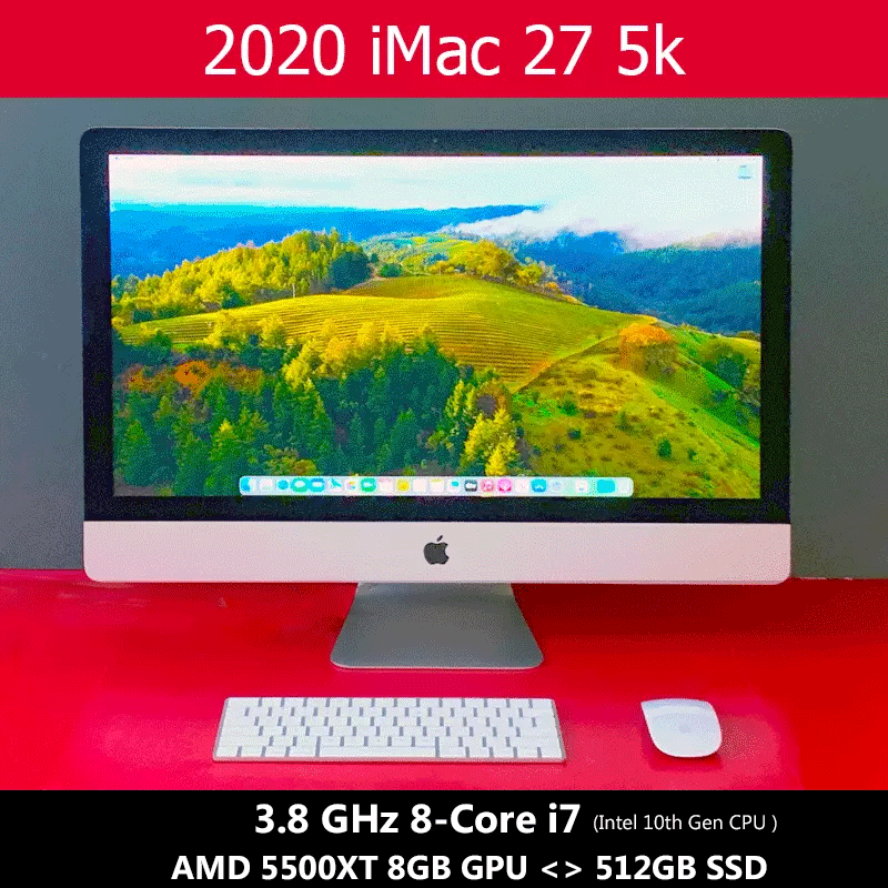 2020 iMac 27 Inch 5K | 3.8 GHz 8-Core i7 | 512GB SSD | 128GB RAM