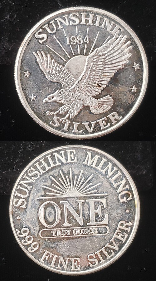 1984 Sunshine Mining American Eagle 1 Troy Oz .999 Fine Silver