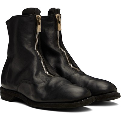 GUIDI Women's 210 Soft Horse Leather Front Zip Boots Black 37.5