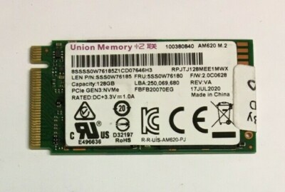 128GB M.2 PCIE NVME 2242 SSD M key Major Brands Samsung, SK Hynix