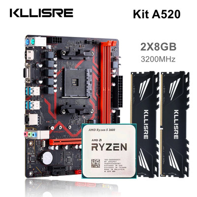 Kllisre A520 Motherboard kit AMD Ryzen R5 3600 cpu DDR4 16GB