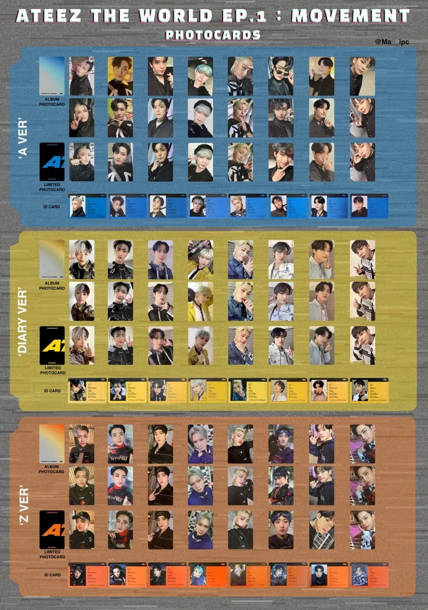 ATEEZ THE WORLD EP.1 MOVEMENT official photo card A Diary Z ID 9th