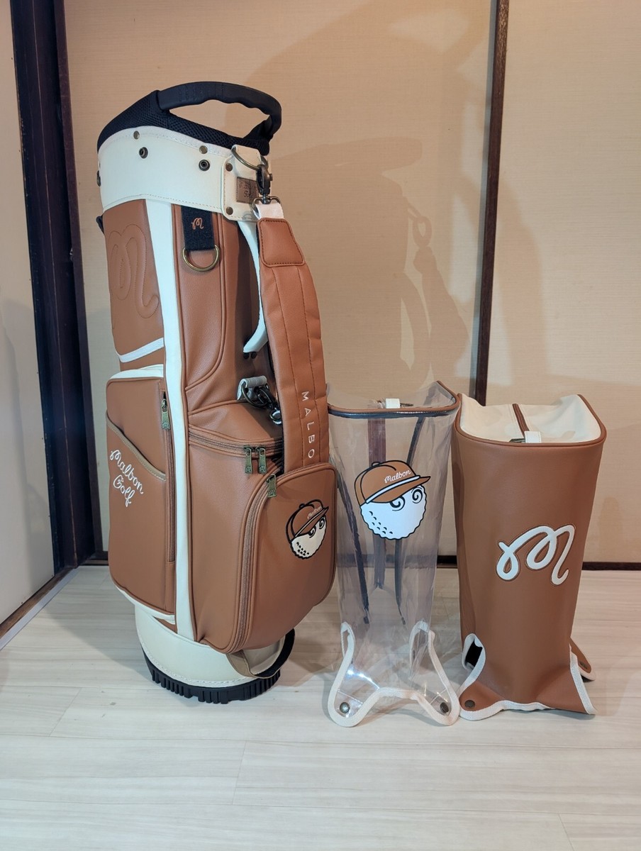 1DAY SHIP!] Malbon Golf Caddy Bag Stand Type Brown With 2 hood