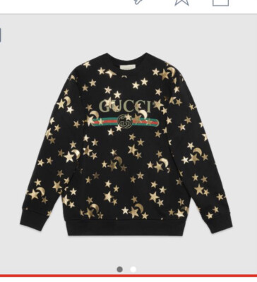 Gucci stars sweatshirt Black Stars Moon Logo Black Crew Jersey