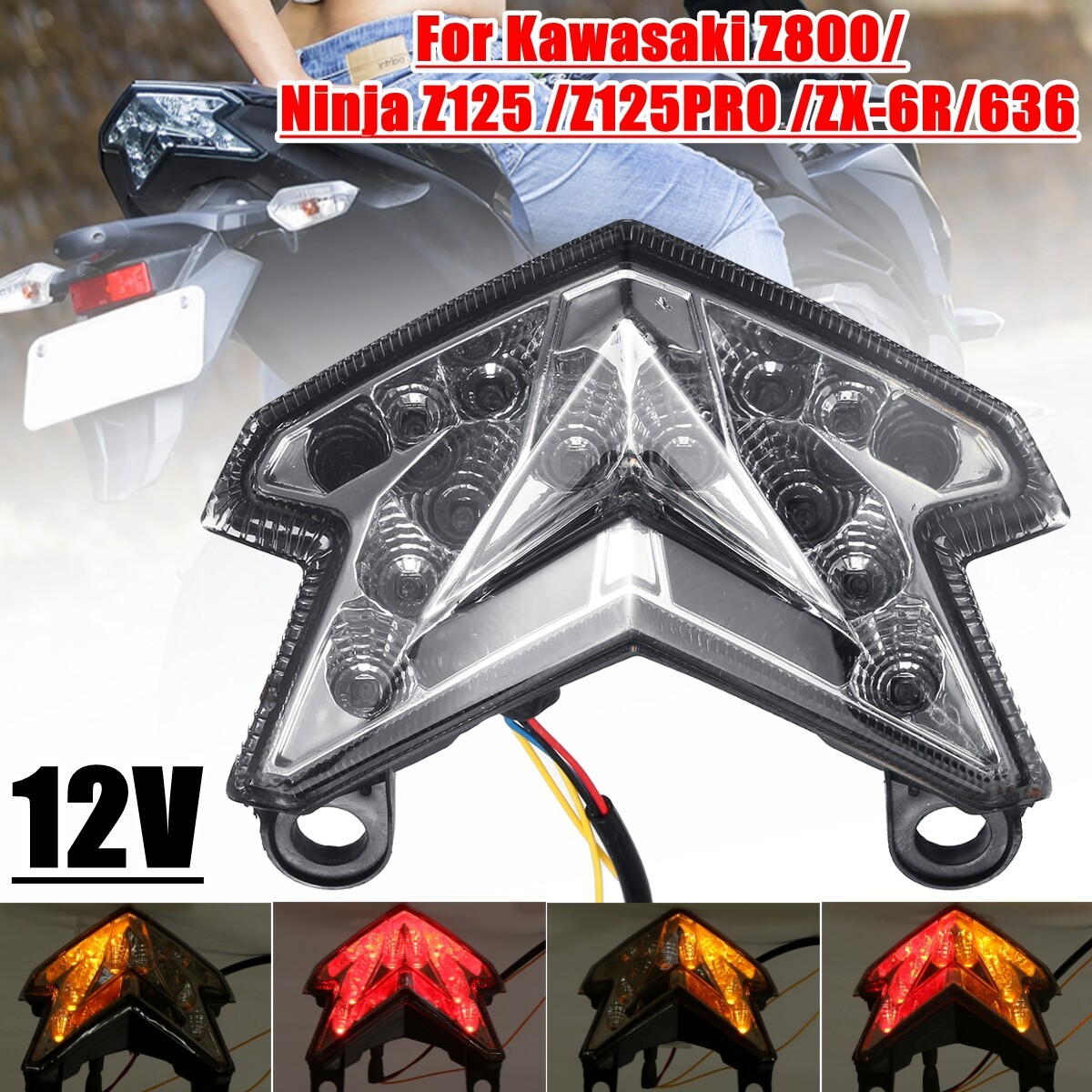 Clear Turn Signal LED Tail Light For Kawasaki Z800/ Ninja Z125