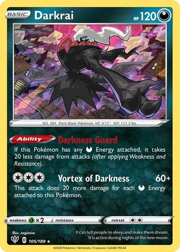 Pokemon - Darkness Ablaze -Darkrai 105/189 - REVERSE Holo Rare