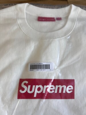 Supreme Washed Box Logo Crewneck Sweatshirt - Size Medium - White