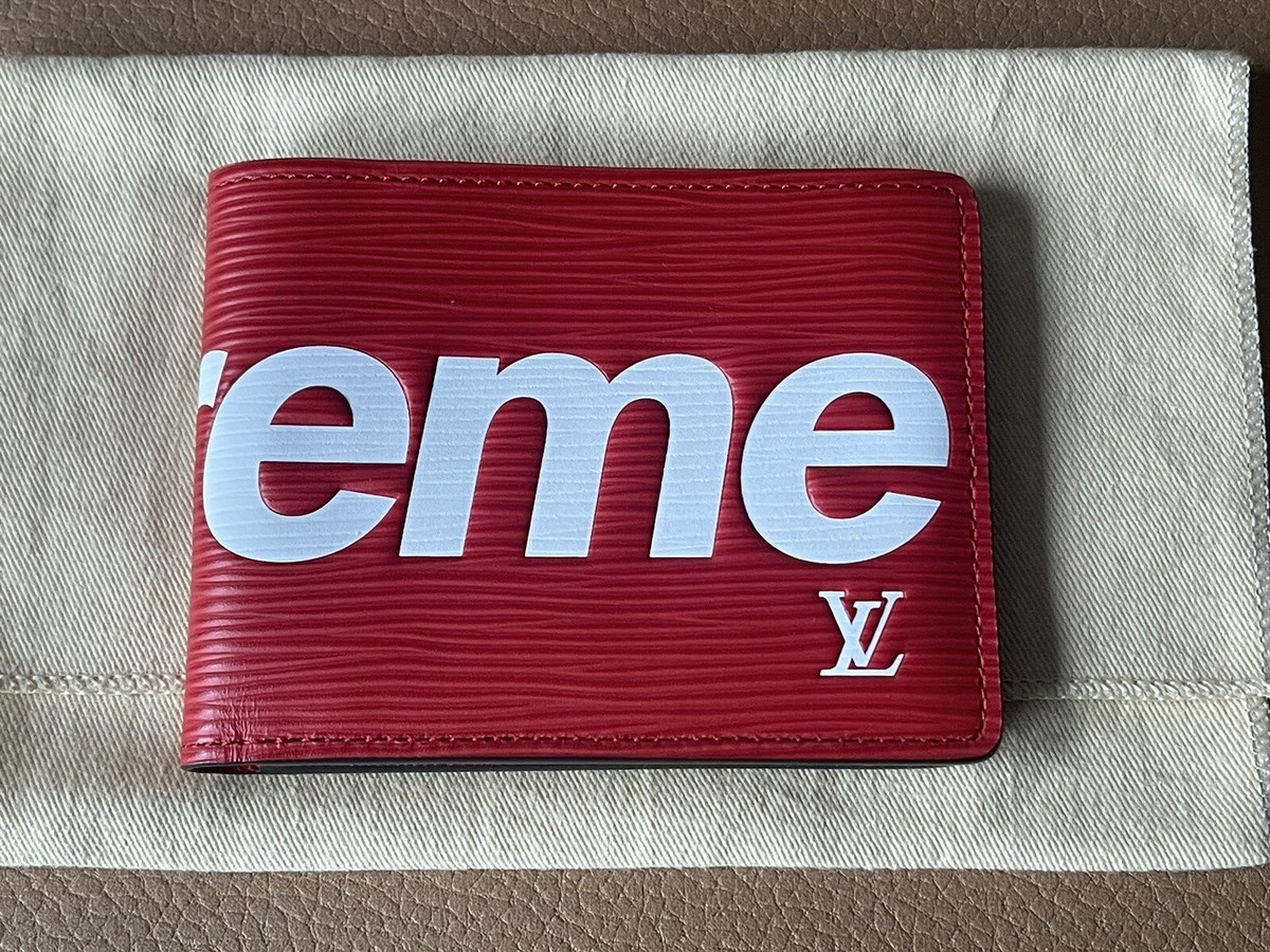 Rare* NEW Louis Vuitton x Supreme Slender Red Epi Leather Wallet w
