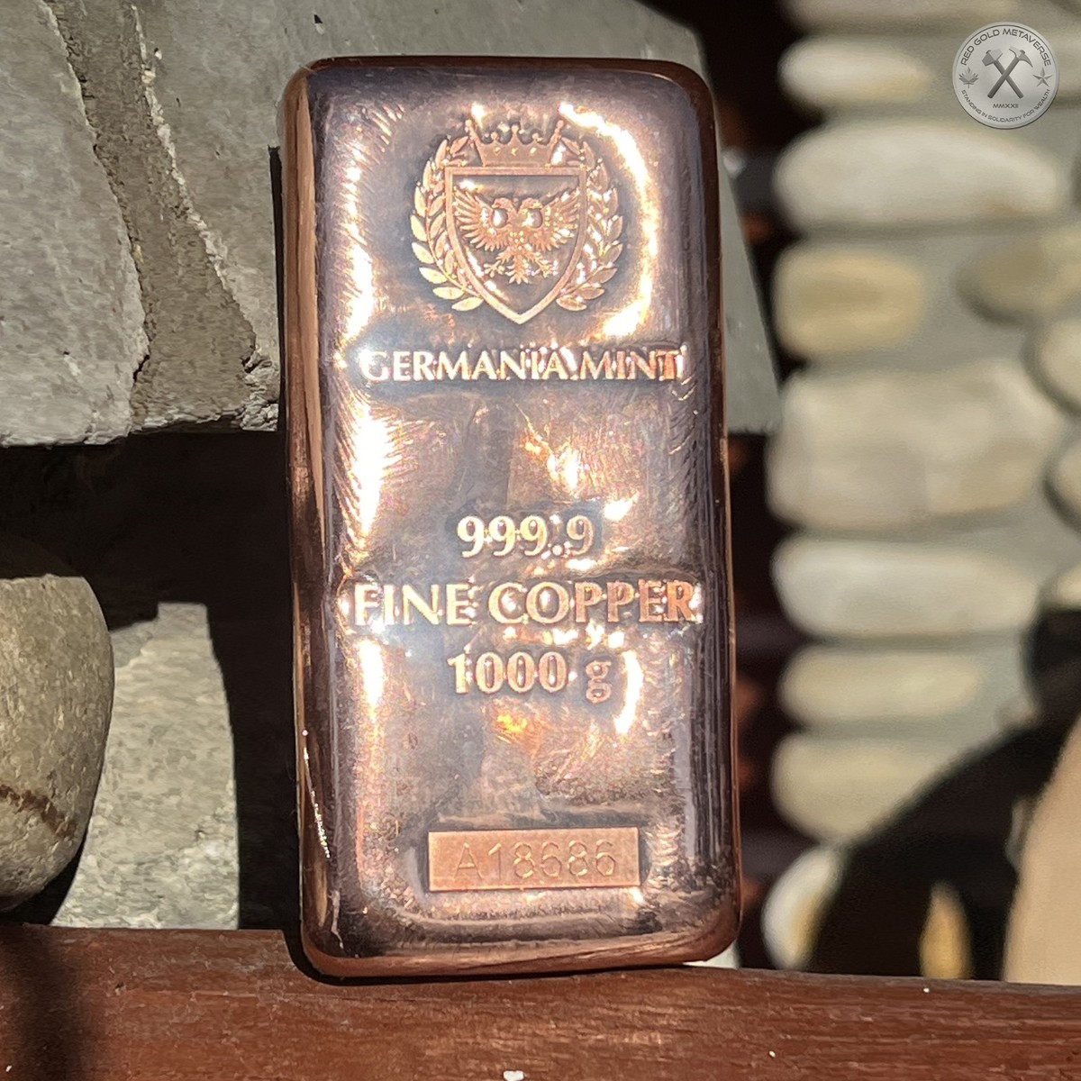 1 kg Copper Germania Bullion Bar - 1000 g pure [Cu] .9999, w/box
