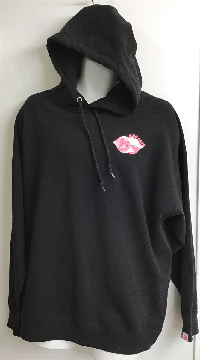 A Bathing Ape Sweatshirt Black Hoodie Pink Knc Beauty Logo Size M