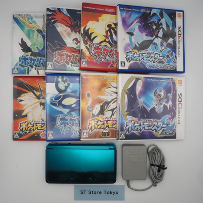 Nintendo 3DS Aqua Blue & Pokemon X Y Ultra Sun Moon Omega Ruby