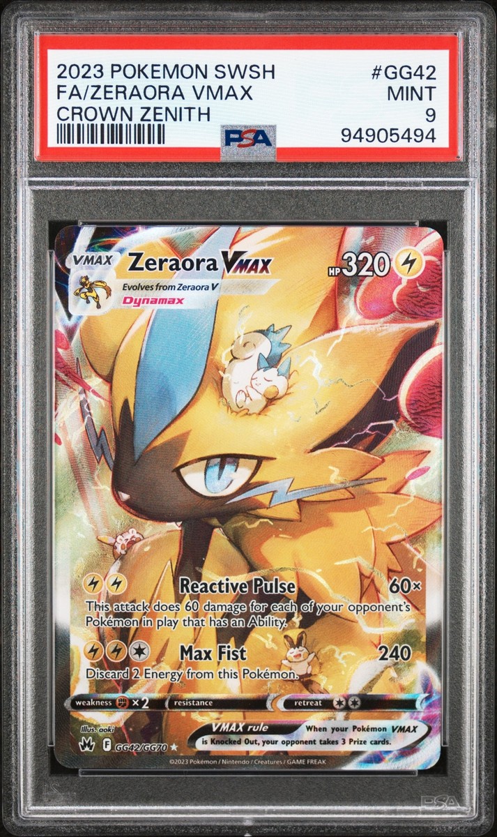 PSA 9 Zeraora Vmax Full Art GG42 2023 Pokemon Crown Zenith