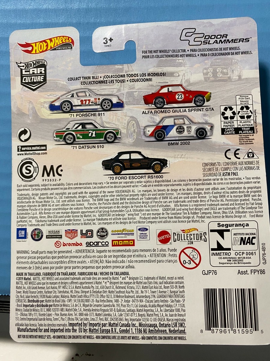 1/64 HOT WHEELS REAL RIDERS CAR CULTURE 1971 PORSCHE 911 #277 DOOR