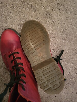 Dr Martens 7 Eye Vintage 1990s MIE Almond Toe Crimson | eBay