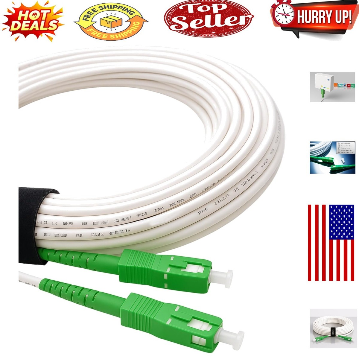 15m SC/APC Fiber Optic Cable - Perfect for Verizon Fios and Google