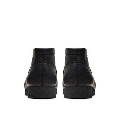 New Men Clarks Wallabee Evo Black Leather Rubber Bottom