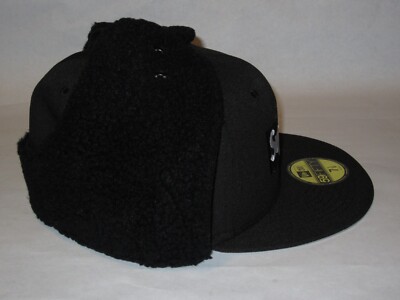 SUPREME x New Era Ear Flap Box Logo Fitted Hat Cap BLACK 7 1/8 NEW