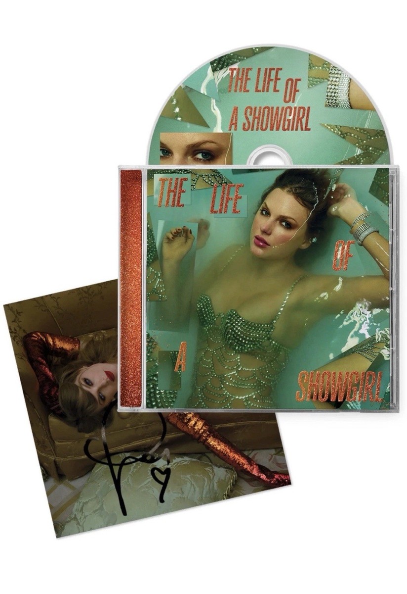 Taylor Swift - The Life of a Showgirl CD + Hand Signed Photo 2 IN