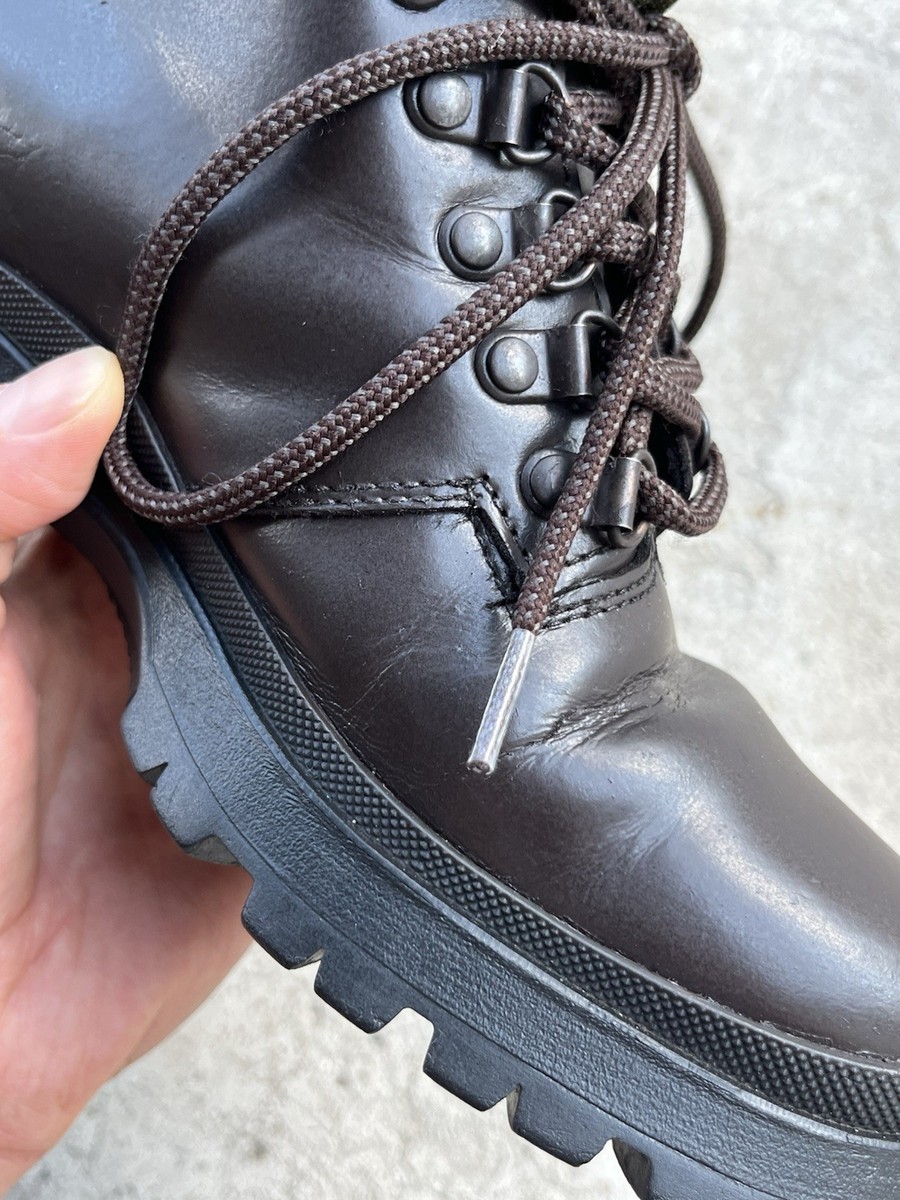 FW'99 Prada Archive Leather Combat Chunky Hiking Boots | eBay